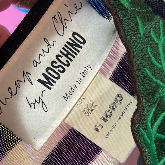 Moschino Cheap Chic Sailor Black White Red Dress Laurel Leaves - Picture 10 of 11